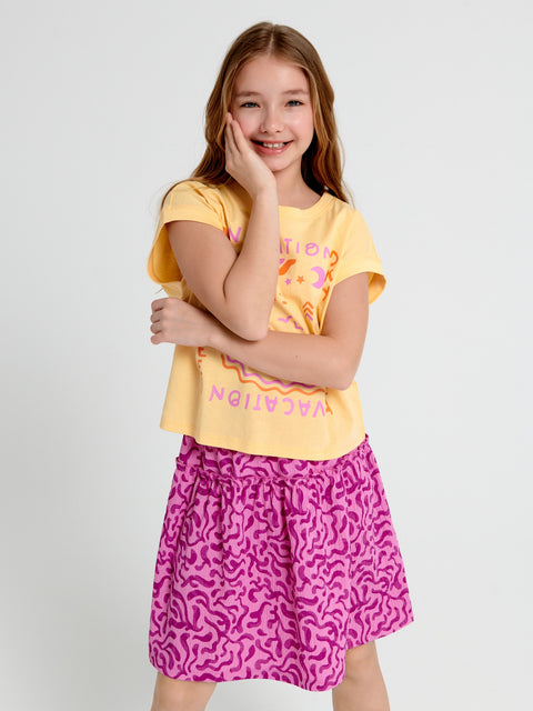 Sinsay Girl's Light Yellow T-Shirt With Decorative Print | Sinsay In Lebanon