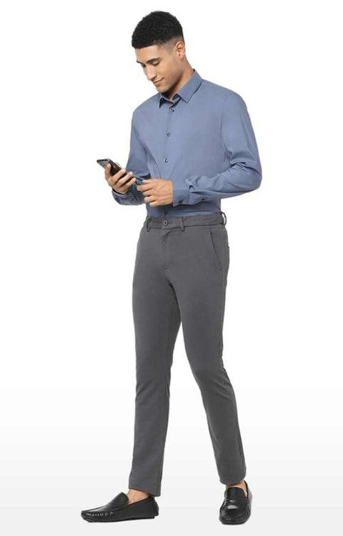 Celio Men’s Dark Blue Regular Fit Solid Cotton-Blend  Long Sleeve Shirt |Celio In Lebanon