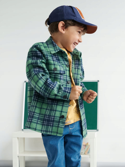 Sinsay Boy's Green & Navy Long Sleeve Check Jacket Shirt | Sinsay In Lebanon