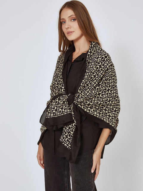 Celestino Women's Black Light Beige  Scarf |Celestino  in Lebanon
