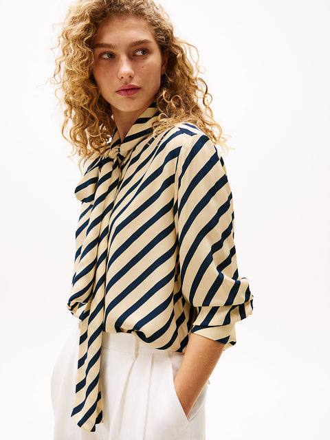 Tommy Hilfiger Women's Beige & Navy Striped The Sofia Capsule Fluid Breton Shirt | Tommy Hilfiger In Lebanon