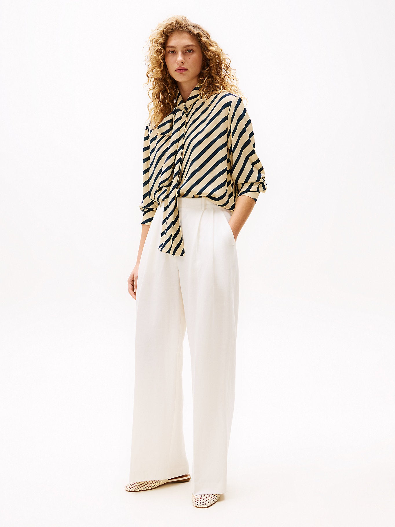 Tommy Hilfiger Women's Beige & Navy Striped The Sofia Capsule Fluid Breton Shirt | Tommy Hilfiger In Lebanon