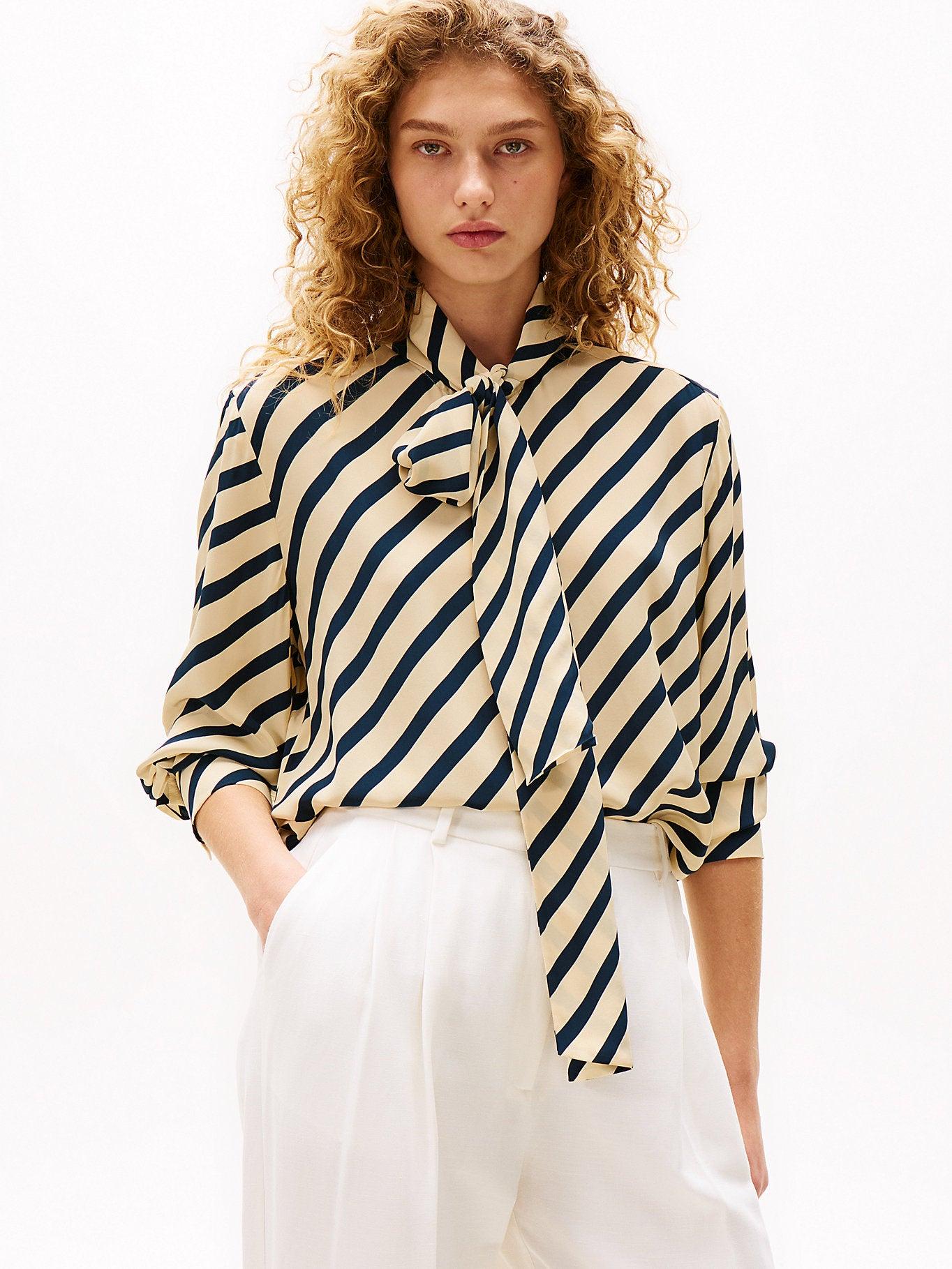Tommy Hilfiger Women's Beige & Navy Striped The Sofia Capsule Fluid Breton Shirt | Tommy Hilfiger In Lebanon