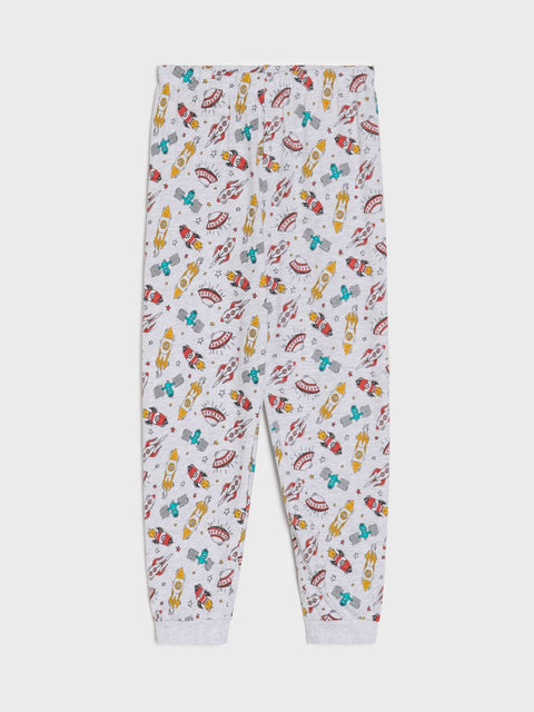 Sinsay Boy's Orange & Light Space Motif Printed Pajama Set 2pcs | Sinsay In Lebanon