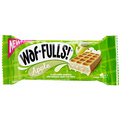 Waf'Fulls! Apple candy bar packaging on a white background