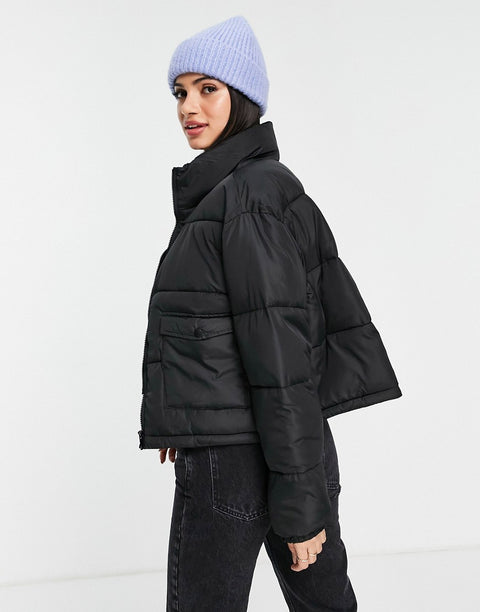 Wednesday Girl Women's Black Cropped Padded Jacket | Wednesday Girl In Lebanon