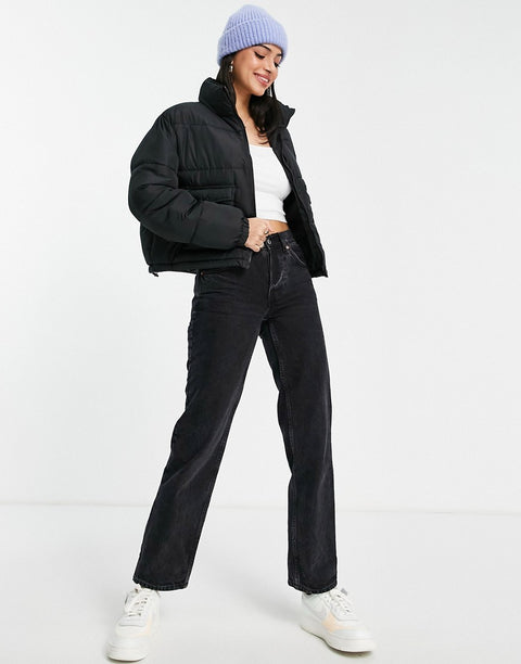 Wednesday Girl Women's Black Cropped Padded Jacket | Wednesday Girl In Lebanon