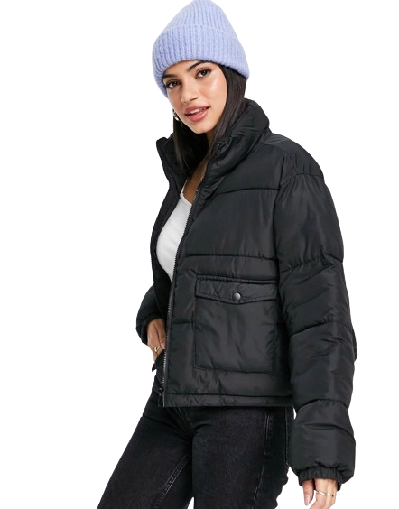 Wednesday Girl Women's Black Cropped Padded Jacket | Wednesday Girl In Lebanon