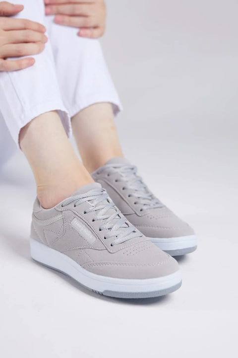 Tomy Black Women's Light Grey Suede Lace-Up Sneakers | Tomy Black in Lebanon
