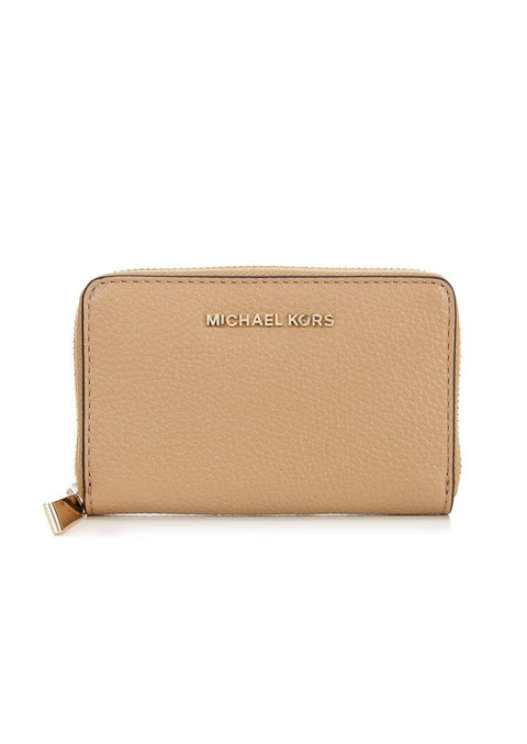 Michael Kors Women's Beige Jet Set Small Zip Pebble Leather Wallet | Michael Kors In Lebanon
