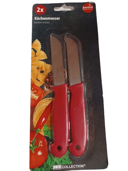 Jes Collection Red Stainless Steel Set Of 2 Knives | Jes Collection In ...
