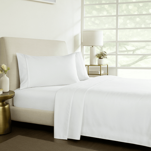 BeautyRest White King California Liquid Cotton 400-Thread Count 4Pcs Bed Sheet Set | BeautyRest In Lebanon