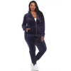 White Mark Women's Navy Plus Size Velour Sweatpant|White Mark In Lebanon