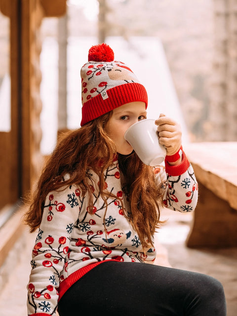 Dedoles Girl's White/Red Winter Sweater | Dedoles In Lebanon