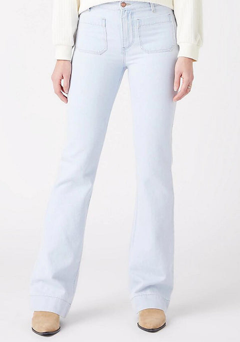 Wrangler Women's Light Blue Trick Of The Ice Flare 623 High Waist Jeans | Wrangler In Lebanon