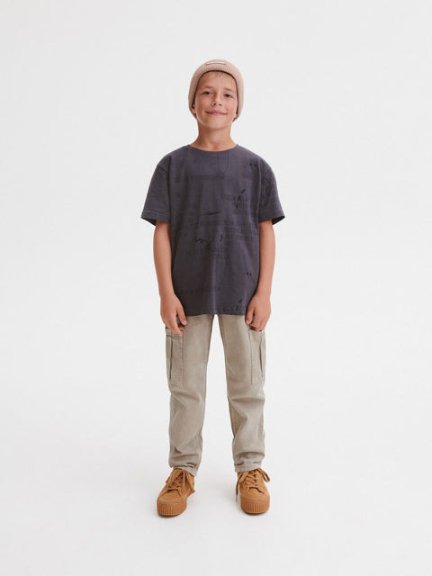 Reserved Boy's Dark Gray Printed T-Shirt |Reserved In Lebanon