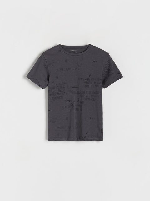Reserved Boy's Dark Gray Printed T-Shirt |Reserved In Lebanon