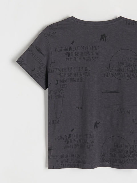 Reserved Boy's Dark Gray Printed T-Shirt |Reserved In Lebanon