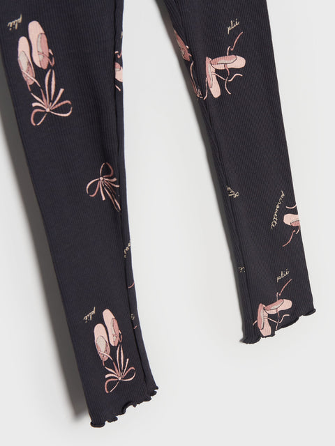 Sinsay Girl's Dark Grey Leggings With Floral Print | Sinsay In Lebanon