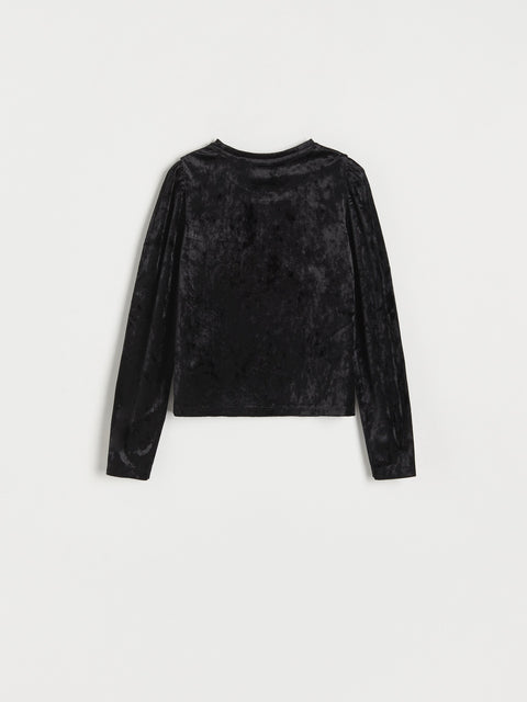 Reserved Girl's Black Velvet Blouse With Pocket | Reserved In Lebanon