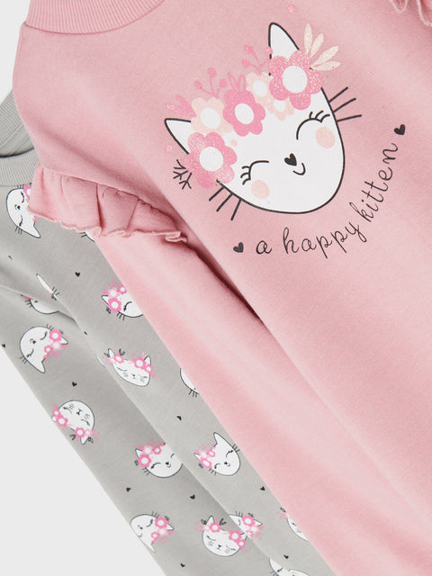 Sinsay Girl's Multicolor Cat Printed Sweatshirts Pack Of 2pcs | Sinsay In Lebanon
