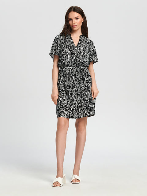 Sinsay Women's Black Patterned Mini Dress | Sinsay In Lebanon