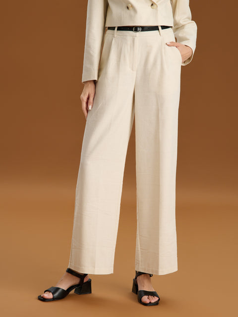 Sinsay  Women's Beige With A Belt Trouser  | Sinsay in Lebanon