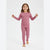 Sinsay Girl's Dark Pink Ribbed Lettuce-Hem Leggings