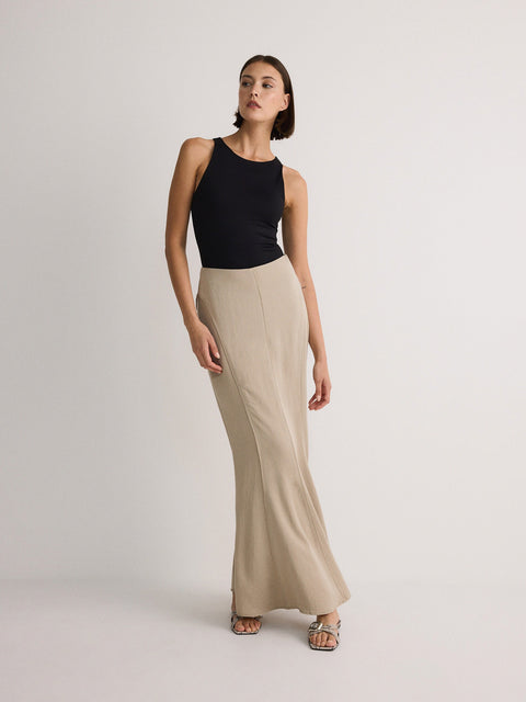 Reserved Women's Beige Lyocell Maxi Skirt | Reserved In Lebanon