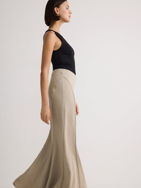Reserved Women's Beige Lyocell Maxi Skirt | Reserved In Lebanon