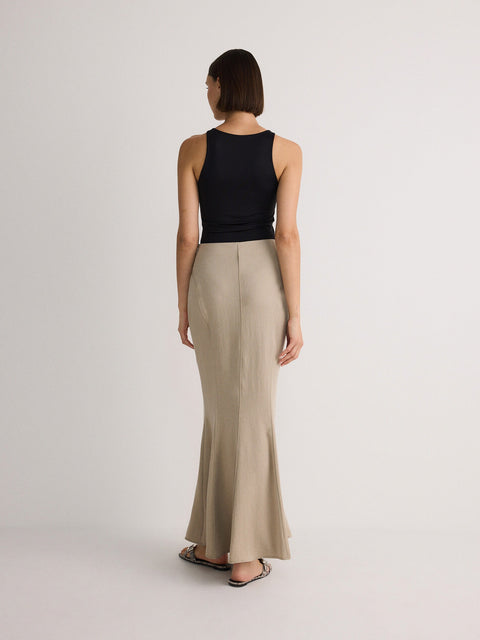 Reserved Women's Beige Lyocell Maxi Skirt | Reserved In Lebanon