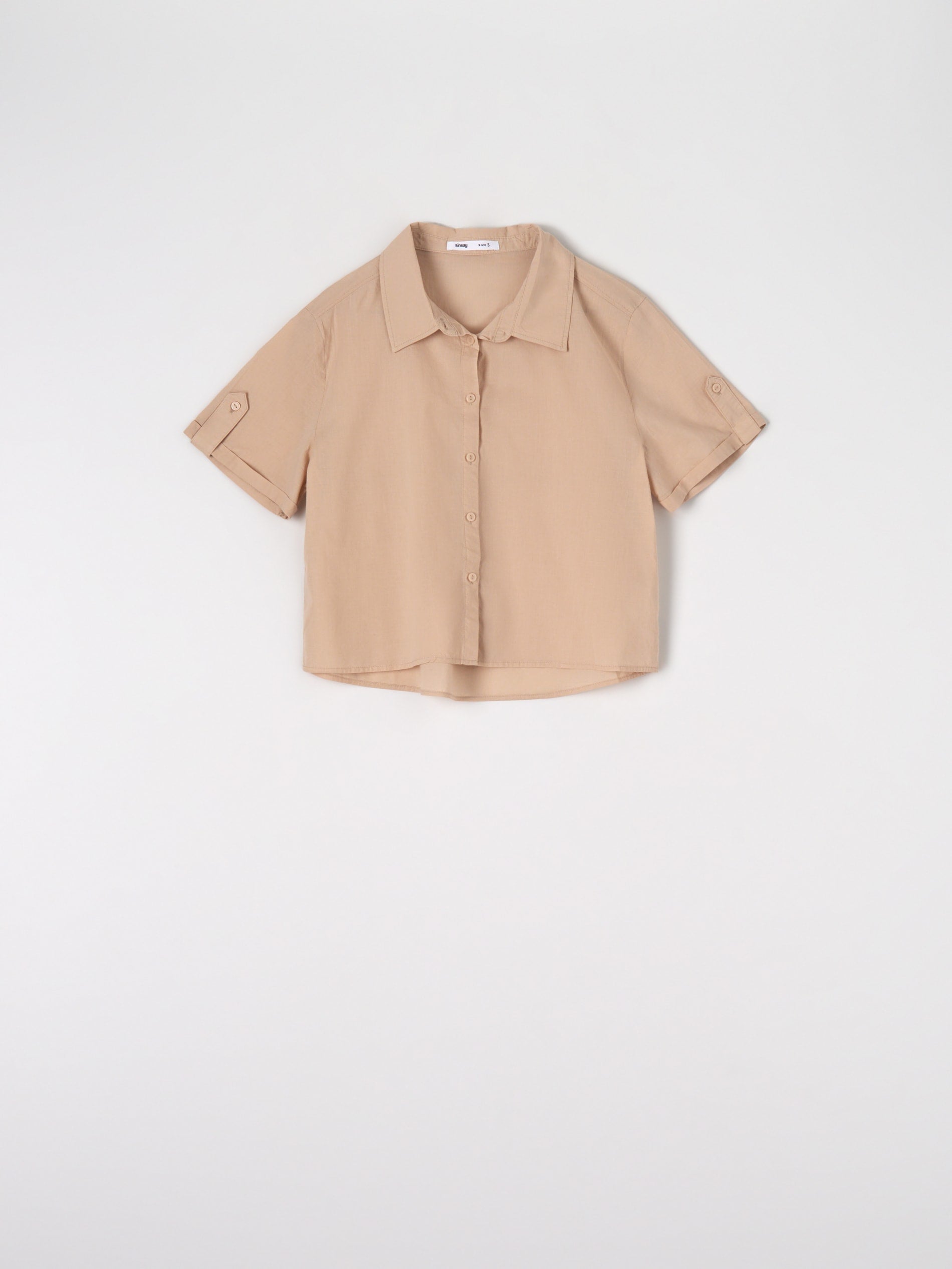 Sinsay Women's Beige Short Sleeve Classic Collar Shirt | Sinsay In Lebanon