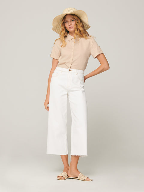 Sinsay Women's Beige Short Sleeve Classic Collar Shirt | Sinsay In Lebanon