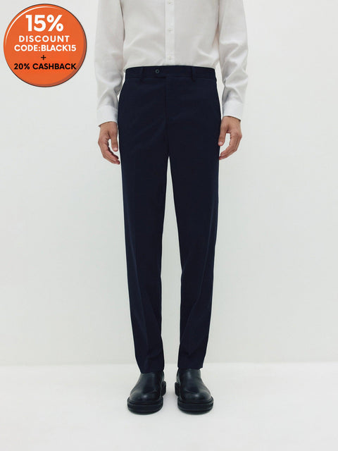 Reserved Men's Navy Regular Trousers With A Crease | Reserved In Lebanon