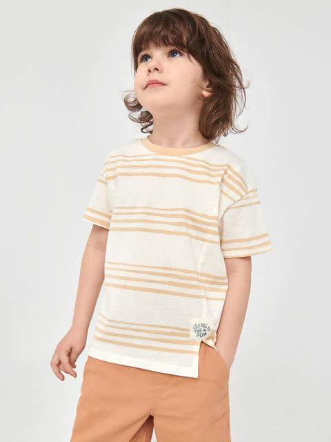 Sinsay Boy's Beige Striped T-Shirt | Sinsay In Lebanon