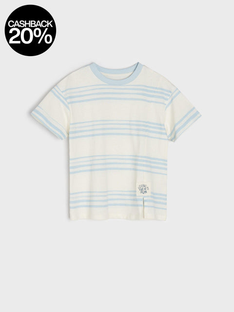 Sinsay Boy's White & Blue T-Shirt With Stripes | Sinsay In Lebanon