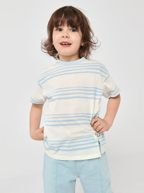 Sinsay Boy's White & Blue T-Shirt With Stripes | Sinsay In Lebanon