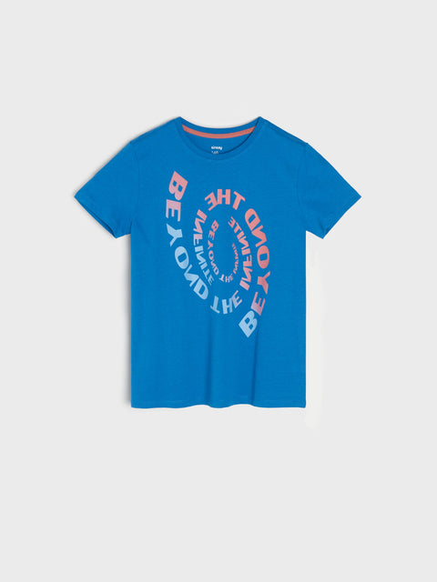 Sinsay Boy's Blue Round Neck T-Shirt With Print | Sinsay In Lebanon