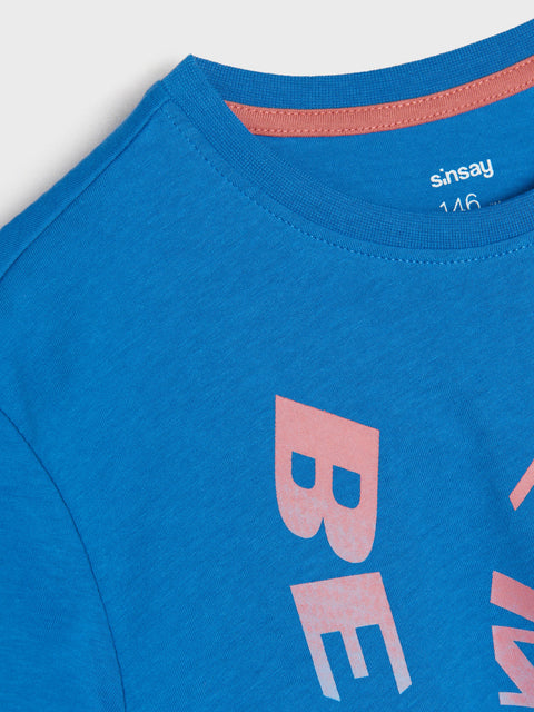 Sinsay Boy's Blue Round Neck T-Shirt With Print | Sinsay In Lebanon