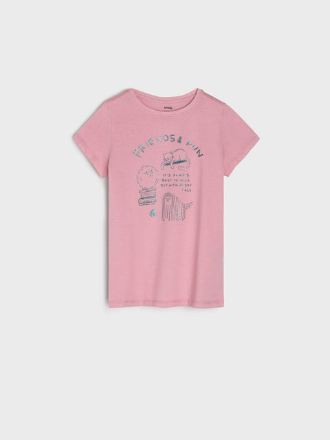 Sinsay Girl's Pastel Pink With Graphic Printed T-Shirt  | Sinsay in Lebanon