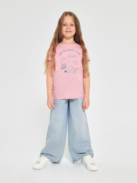Sinsay Girl's Pastel Pink With Graphic Printed T-Shirt  | Sinsay in Lebanon