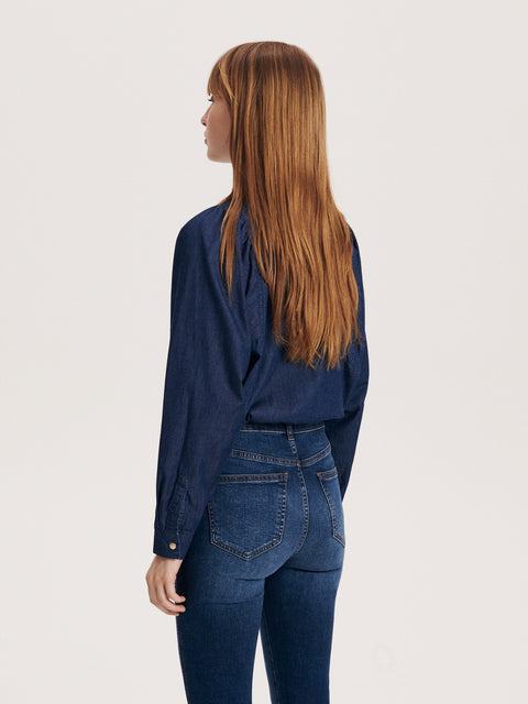 Reserved Women's Dark Blue High-Waist Slim Fit Jeans | Reserved In Lebanon