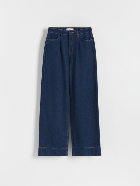Pair of blue jeans on a white background