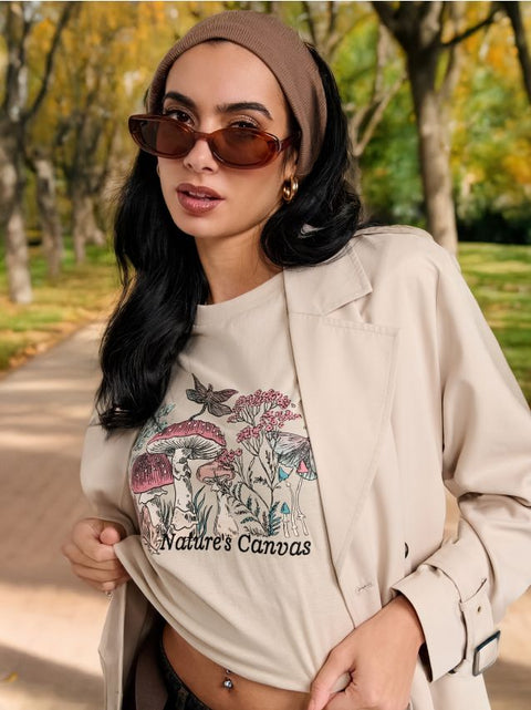 Sinsay Women's Beige With Graphic T-Shirt    | Sinsay in Lebanon