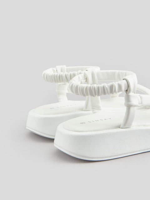 Sinsay Women's White Leather Slip On Sandals | Sinsay In Lebanon