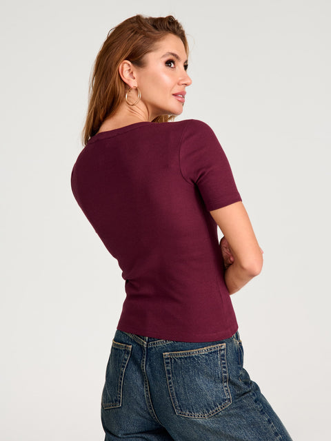 Sinsay Women's Dark Purple Cotton T-shirt | Sinsay in Lebanon