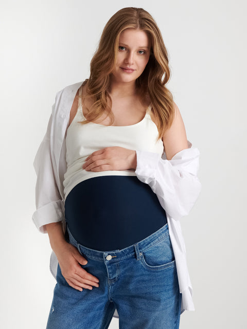 Sinsay Women's Navy Ripped High Waist Straight Jeans|Sinsay In Lebanon