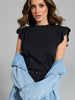 Sinsay Women's Black With a Ruffle T-Shirt | Sinsay In Lebanon