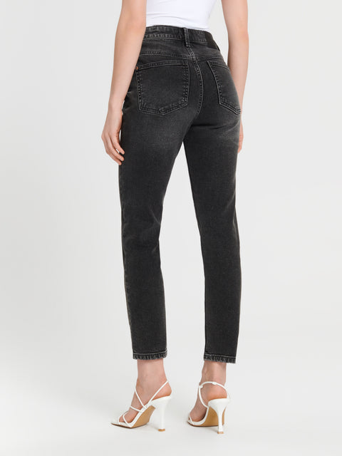 Sinsay Women's Washed Black Mid rise straight Jeans | Sinsay in Lebanon