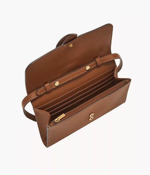 Fossil Women's Brown Harwell Leather Wallet Crossbody Bag | Fossil In Lebanon
